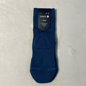 Short Stance Blue Casual Socks with Ribbed Texture